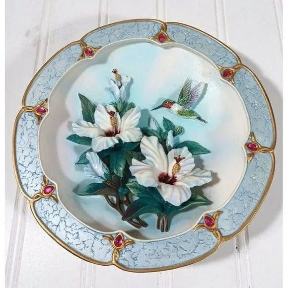 Bradford Exchange Lena Liu Morning Jewels Rose Colored Dawn Hummindbird … - Picture 4 of 7